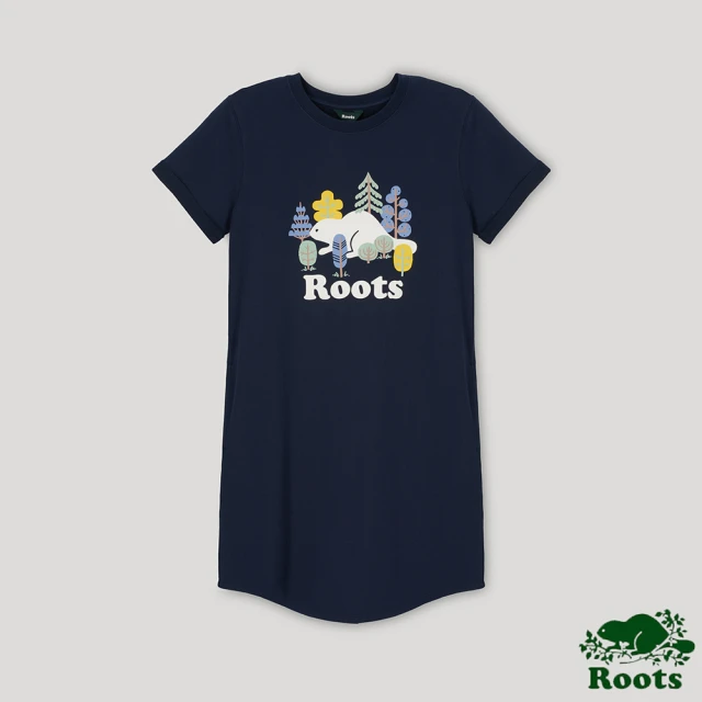 Roots【Roots】Roots 女裝- 心靈平衡系列 森林海狸洋裝(藍色)
