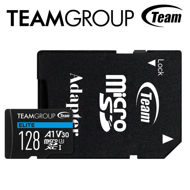 【Team 十銓】128G MicroSDXC  UHS-I U3 ELITE A1 4K專用高速記憶卡(含轉卡)