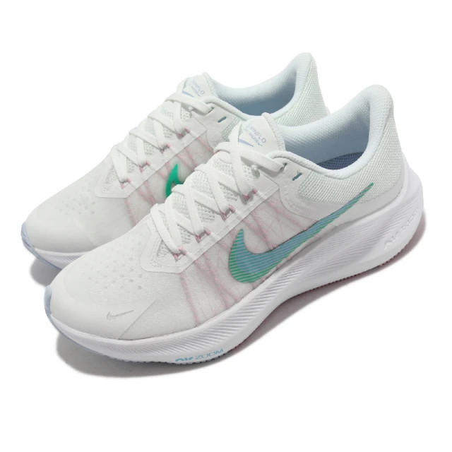 NIKE 耐吉【NIKE 耐吉】慢跑鞋 W Zoom Winflo 8 女鞋 氣墊 運動鞋 白 綠(CW3421-105)