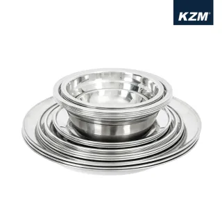 【KAZMI】KZM 彩繪民族風不鏽鋼碗盤組25P(KZM/碗盤組/露營用品/餐具/戶外用品/CAMPING)