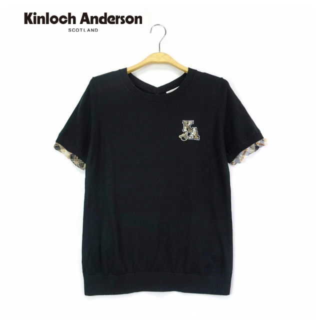 Kinloch Anderson【Kinloch Anderson】金安德森女裝 KA圓領刺繡針織上衣(黑)