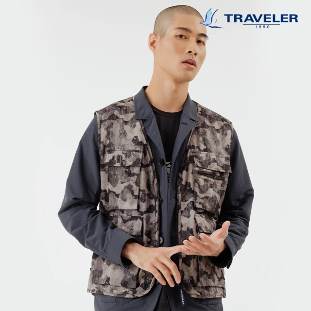 【TRAVELER 旅行者】22春夏新品-男款超透氣四面彈吸排背心_221TR303(迷彩背心)