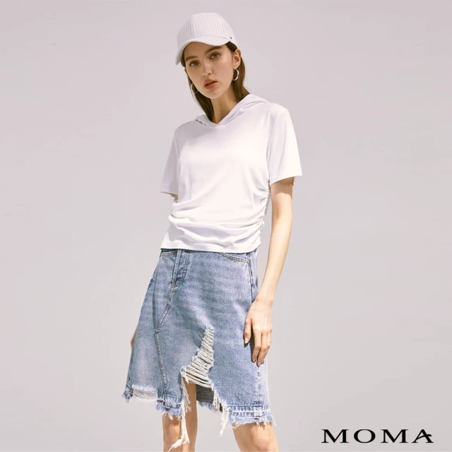 【MOMA】刷破造型A字牛仔裙(兩色)