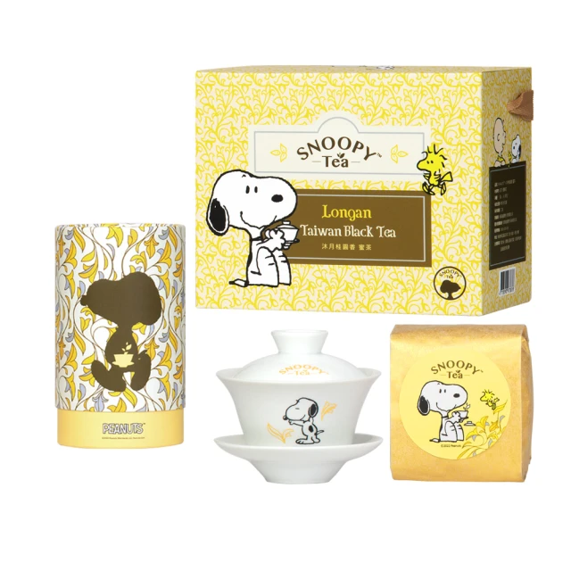 【SNOOPY TEA】史努比中式茶杯茶葉組禮盒1入(桂圓香蜜茶1.2g*10入)-momo購物網