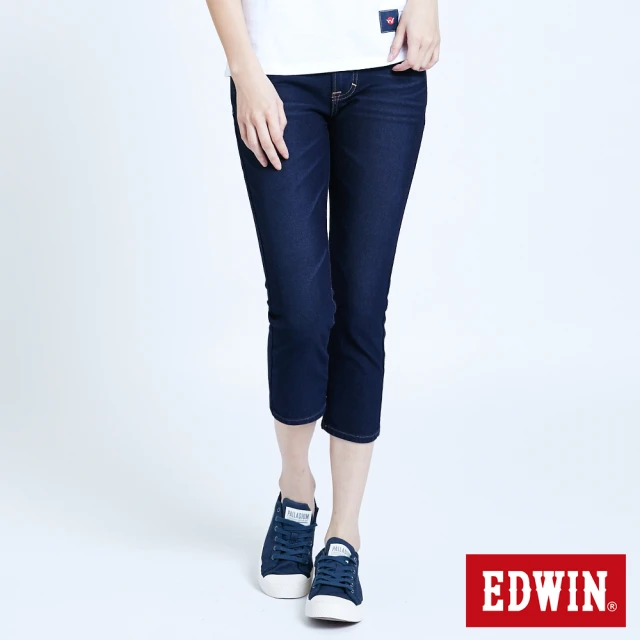 EDWIN 女裝 東京紅360°迦績棉彈小直筒牛仔褲(拔洗藍