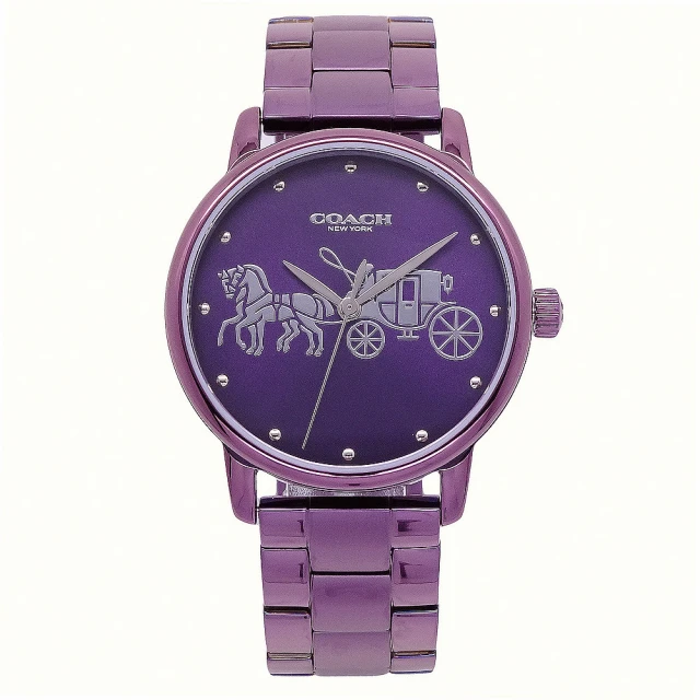 【COACH】COACH 美國頂尖精品經典馬車時尚流行腕錶-紫-14502923