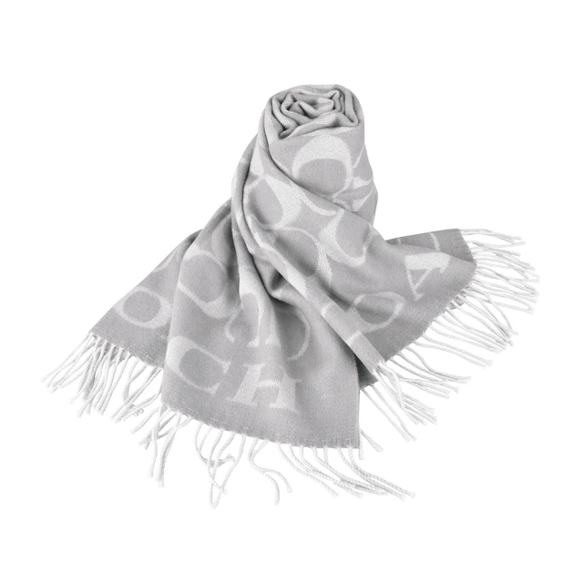 COACH【COACH】COACH 經典SIGNATURE 羊毛針織圍巾(白樺木)