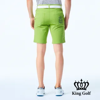 【KING GOLF】網路獨賣款-速達-LOGO燙標立體剪裁彈性高爾夫球短褲(綠色)