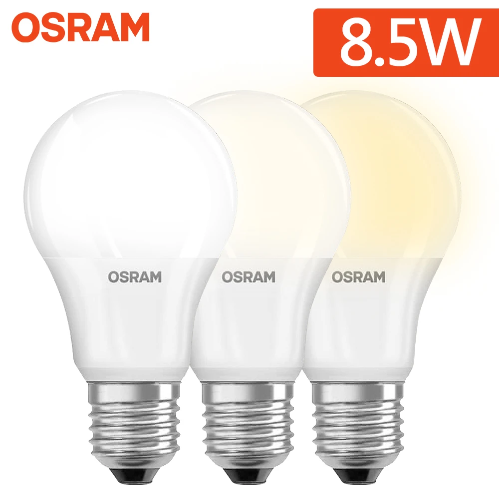 【Osram 歐司朗】8.5W LED晝光色/自然色/燈泡色 任選(E27省電燈泡 小口徑燈泡 發光角度更大)