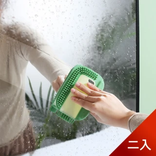 【Dagebeno荷生活】TPR軟膠材質二合一鏡面檯面可懸掛清潔刷刮水板(二入 顏色隨機)