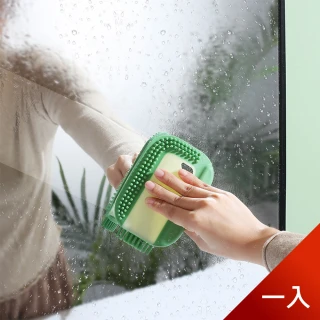 【Dagebeno荷生活】TPR軟膠材質二合一鏡面檯面可懸掛清潔刷刮水板(顏色隨機)