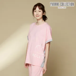 【Yvonne Collection】側邊河馬圖案連袖上衣(曙光粉)