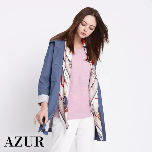 AZUR【AZUR】時尚連帽長版風衣-2色