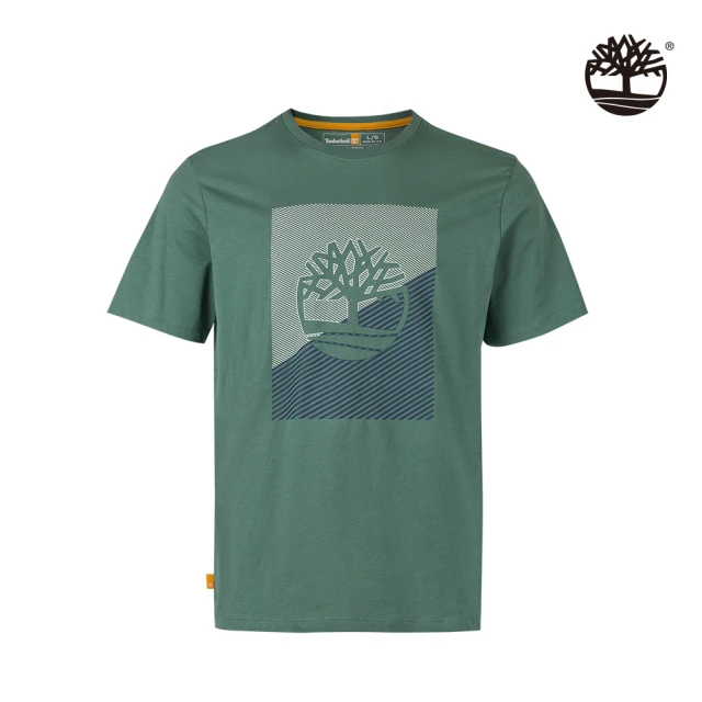 Timberland【Timberland】男款海松綠底色拼接短袖T恤(A61X1CL6)