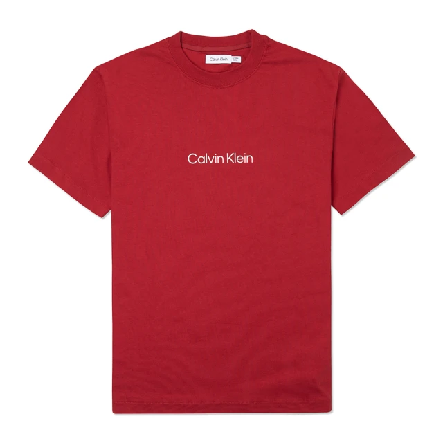 Calvin Klein 凱文克萊【Calvin Klein 凱文克萊】CK 爆款印刷文字圖案短袖T恤-酒紅色(平輸品/經典必備款)