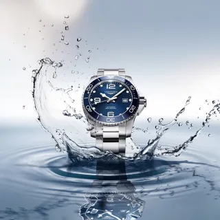 【LONGINES 浪琴 正式授權】深海征服者浪鬼陶瓷潛水機械錶-藍x銀/41mm(L3.781.4.96.6)