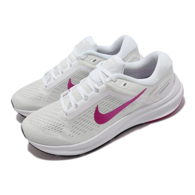 NIKE 耐吉【NIKE 耐吉】慢跑鞋 Air Zoom Structure 24 女鞋 男鞋 白 桃紅 健走 路跑 運動鞋(DA8570-103)