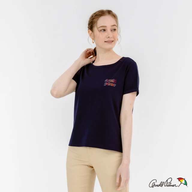 【Arnold Palmer 雨傘】女裝-快乾彩色字母寬鬆T恤(深藍)