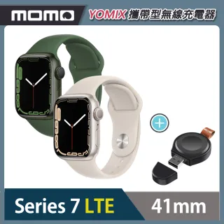 【Apple 蘋果】Apple Watch S7 LTE 41mm★攜帶型無線充電器(鋁金屬錶殼搭配運動型錶帶)