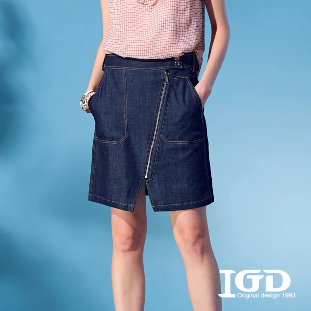 IGD 英格麗【IGD 英格麗】個性拉鍊造型短裙(丈青)