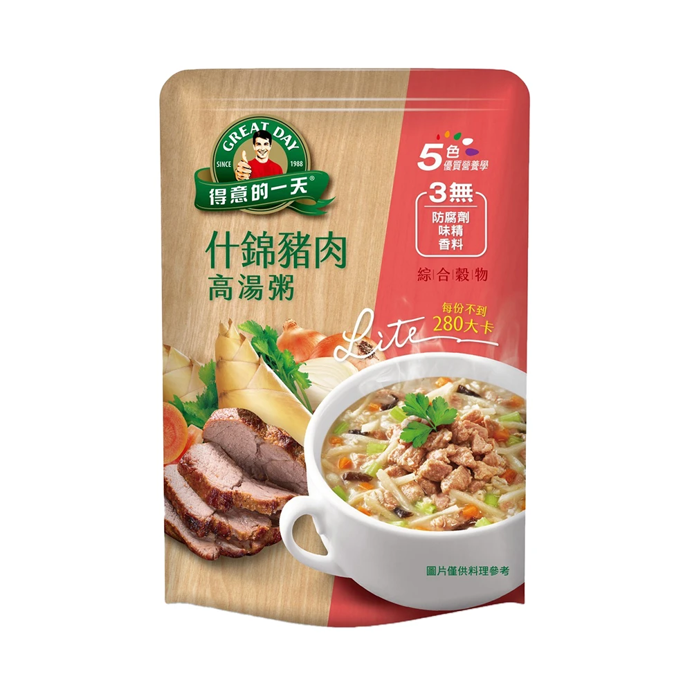 【得意的一天】什錦豬肉高湯粥2包(350g/包)