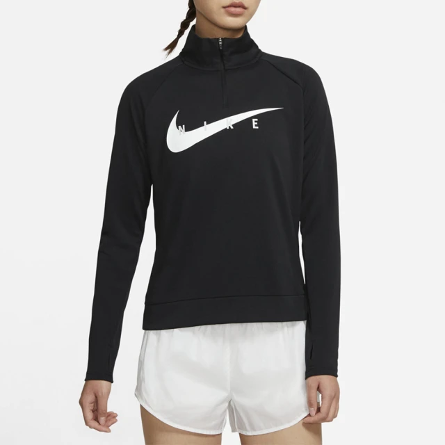 【NIKE 耐吉】Nike As W Swoosh Run Hz Midlayer 女 長袖上衣 慢跑 反光 黑(CZ9234-010)