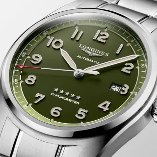 【LONGINES 浪琴 正式授權】Spirit 先行者系列飛行員機械錶-綠/42mm(L3.811.4.03.6)