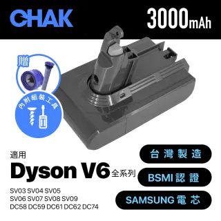 【ANEWPOW】Dyson V6 SV03 SV07 SV09適用 新銳動能DC6230副廠鋰電池+前置濾網+後置濾網(18個月保固)