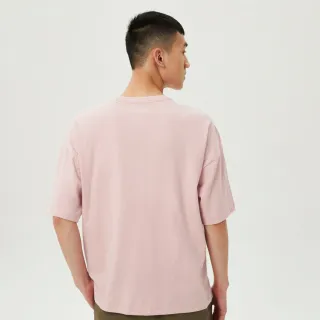 【GAP】男女同款 厚磅密織 碳素軟磨系列 基本款條紋/素色短袖T恤(735902-淡粉色)