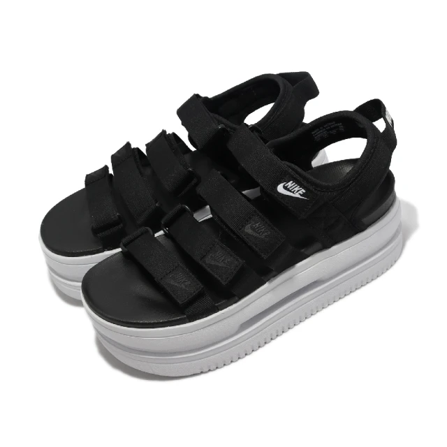 NIKE 耐吉【NIKE 耐吉】涼拖鞋 Wmns Icon Classic Sandal 女鞋 黑 白 魔鬼氈 增高 厚底(DH0223-001)
