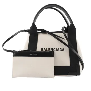 【Balenciaga 巴黎世家】NAVY CABAS帆布二用包/子母包_XS(米白/黑)