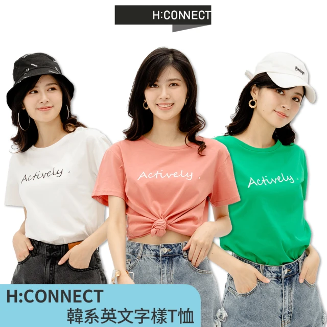 H:CONNECT【H:CONNECT】韓國品牌 女裝 -精選英文字樣T恤(白色/珊瑚粉/綠色)