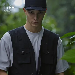 【Life8】WILDMEET 十字織紋 多口袋工裝背心-黑色(61002)