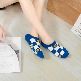 【AHUA 阿華有事嗎】韓國襪子 棋盤格紋笑臉潮流船型襪 女襪 K1443(格紋 百搭 短襪 型襪)