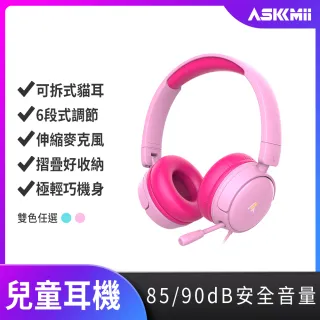 【ASKMii 艾司迷】頭戴式有線安全兒童耳機KH-1(學習耳機/頭戴式耳麥/視訊通話)