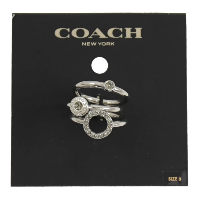 COACH【COACH】專櫃款 經典鑲鑽造型超值三件組時尚戒指(銀)