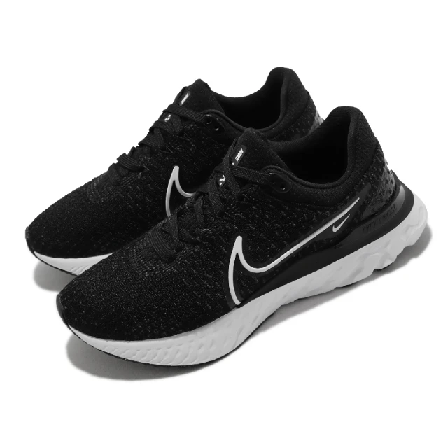 NIKE 耐吉【NIKE 耐吉】慢跑鞋 React Infinity Run FK 3 女鞋 黑 白 路跑 支撐 運動鞋(DD3024-001)