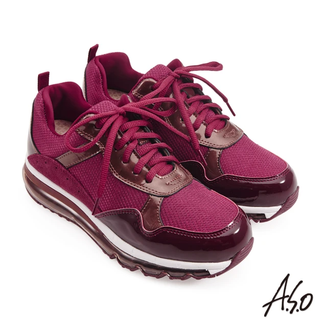 【A.S.O 阿瘦集團】活力雙核心異材質拼接全氣囊休閒鞋(暗紅)