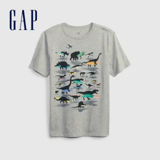 【GAP】男童 純棉創意運動印花短袖T恤(877300-灰色)