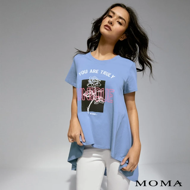 MOMA【MOMA】寬鬆造型前短後長印花T恤(兩色)