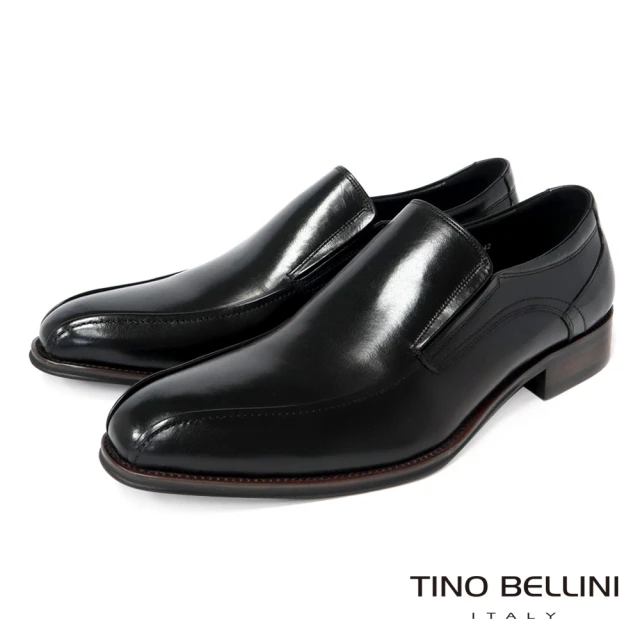 【TINO BELLINI 貝里尼】男款 經典直套式紳士商務樂福鞋HM3T0015(黑)