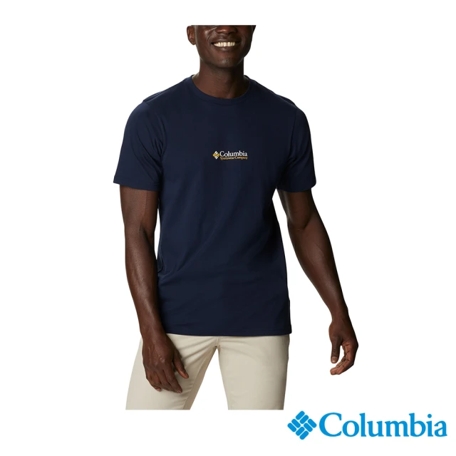 Columbia 哥倫比亞【Columbia 哥倫比亞】男款- LOGO短袖上衣-深藍(UJE15860NY / 2022年春夏商品)