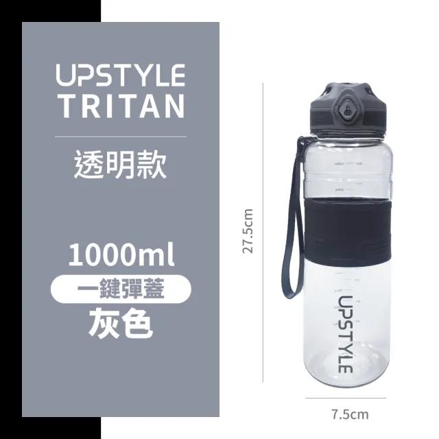 【Upstyle_2入組】美國進口Tritan材質運動水壺2.0升級版-1000ml(環保水壺 耐摔瓶 BPA FREE)