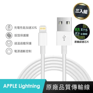 【iPhone13必備】USB-A to Lightning Apple原廠品質傳輸線三入組(iPhone/ iPad適用)