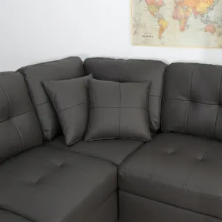 【IDEA】末爾曜黑歐式皮革簡美獨立筒轉角沙發(左右款任選)