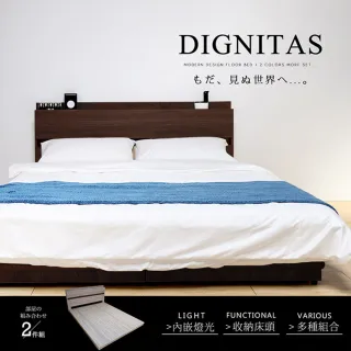 【H&D 東稻家居】DIGNITAS 狄尼塔斯5尺房間組-2件組(床頭+床底 房間組合 木床 床頭片 床底座)