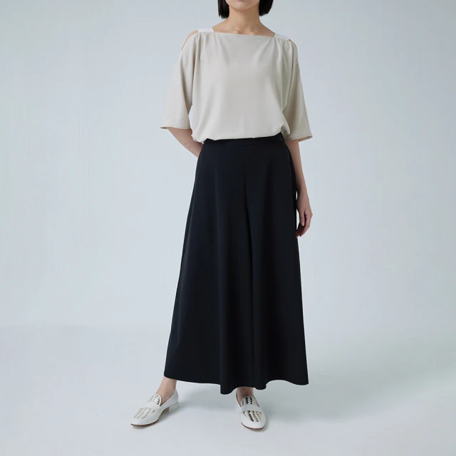 【giordano ladies】22SS_A-LINE修身寬褲(黑色)