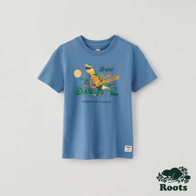【Roots】Roots 大童- 野生動物短袖T恤(灰藍)