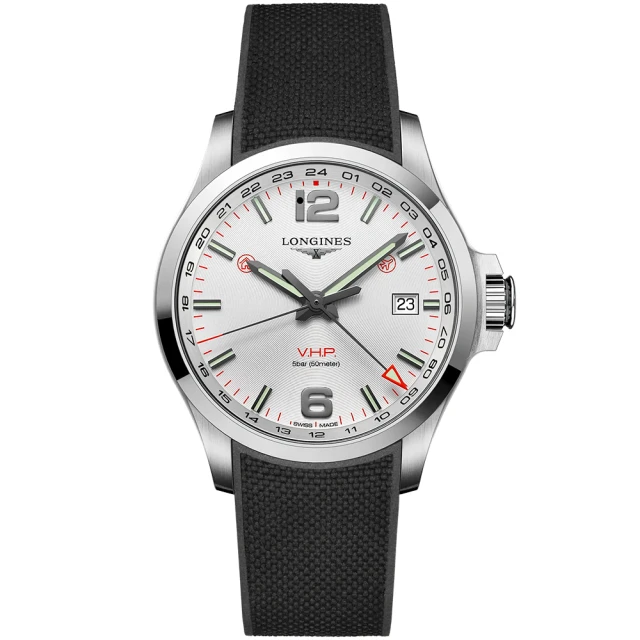 【LONGINES 浪琴】征服者系列V.H.P. GMT 萬年曆手錶-43mm(L3.728.4.76.9)