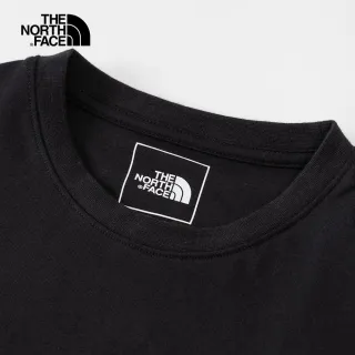 【The North Face】北面男款黑色純棉寬鬆等高線logo印花短袖T恤｜5JZXJK3